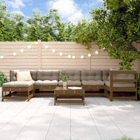 vidaXL Juego muebles de jardín 8 pzas madera maciza pino marrón miel