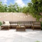 vidaXL Juego muebles de jardín 8 pzas madera maciza pino marrón miel vidaXL Juego muebles de jardín 8 pzas madera maciza pino marrón miel