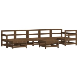 vidaXL Juego muebles de jardín 8 pzas madera maciza pino marrón miel