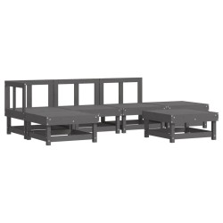 vidaXL Mesa y taburetes altos jardín 6 pzas madera maciza de pino gris