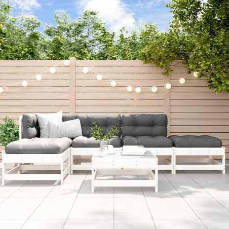 vidaXL Juego de muebles de jardín 6 piezas madera maciza pino blanco