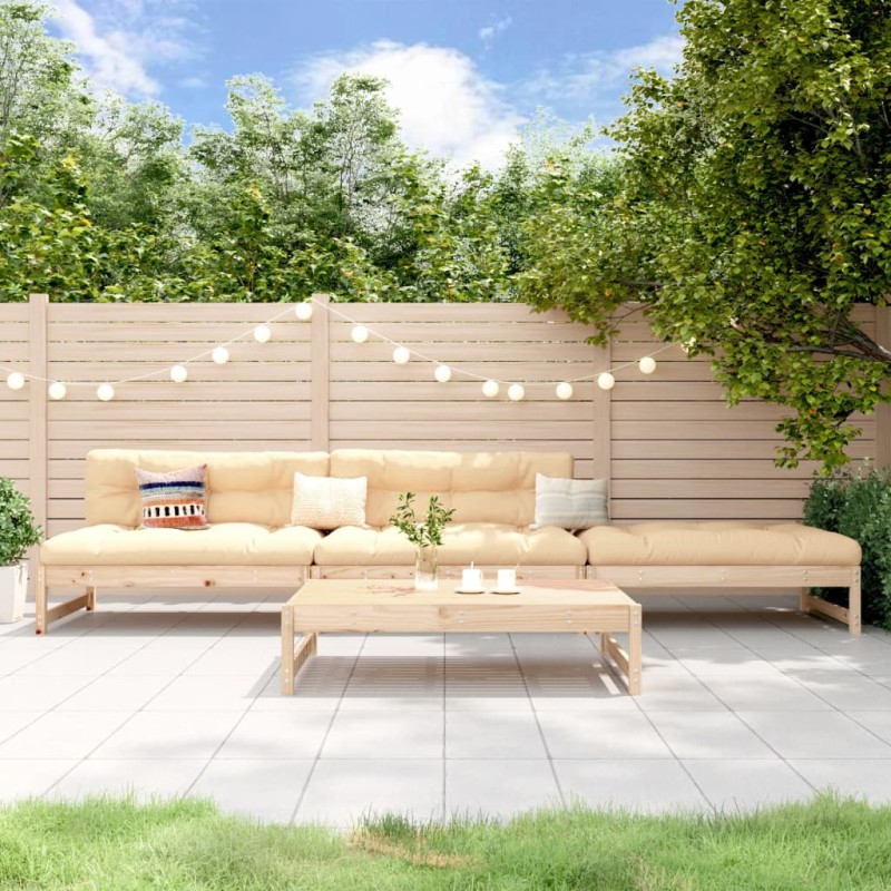 vidaXL Juego de muebles de jardín 4 piezas madera maciza de pino vidaXL Juego de muebles de jardín 4 piezas madera maciza de pino