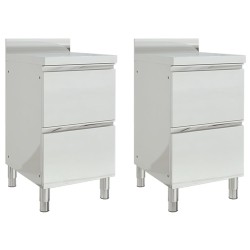 vidaXL Armarios de cocina comercial 2 cajones acero inoxidable 2 uds
