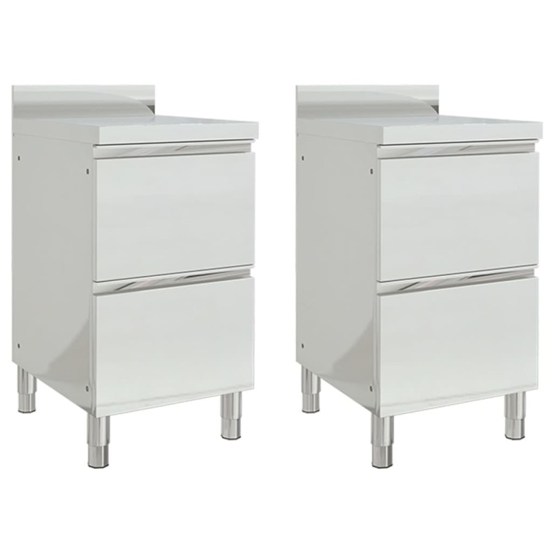 vidaXL Armarios de cocina comercial 2 cajones acero inoxidable 2 uds