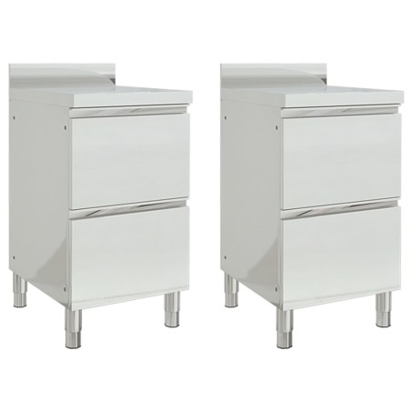 vidaXL Armarios de cocina comercial 2 cajones acero inoxidable 2 uds
