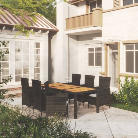 vidaXL Juego de comedor de jardín 7 piezas ratán sintético negro