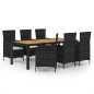 vidaXL Juego de comedor de jardín 7 piezas ratán sintético negro vidaXL Juego de comedor de jardín 7 piezas ratán sintético negro