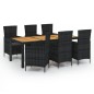 vidaXL Juego de comedor de jardín 7 piezas ratán sintético negro vidaXL Juego de comedor de jardín 7 piezas ratán sintético negro