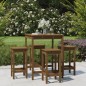 vidaXL Mesa y taburetes altos de jardín 5 pzas madera pino marrón miel vidaXL Mesa y taburetes altos de jardín 5 pzas madera pino marrón miel