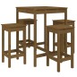 vidaXL Mesa y taburetes altos de jardín 5 pzas madera pino marrón miel vidaXL Mesa y taburetes altos de jardín 5 pzas madera pino marrón miel