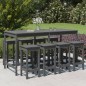 vidaXL Mesa y taburetes altos jardín 9 pzas madera maciza de pino gris vidaXL Mesa y taburetes altos jardín 9 pzas madera maciza de pino gris