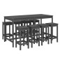 vidaXL Mesa y taburetes altos jardín 9 pzas madera maciza de pino gris vidaXL Mesa y taburetes altos jardín 9 pzas madera maciza de pino gris