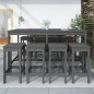 vidaXL Mesa y taburetes altos jardín 9 pzas madera maciza de pino gris vidaXL Mesa y taburetes altos jardín 9 pzas madera maciza de pino gris