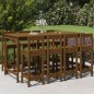 vidaXL Mesa y taburetes altos de jardín 9 pzas madera pino marrón miel