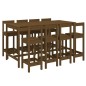 vidaXL Mesa y taburetes altos de jardín 9 pzas madera pino marrón miel