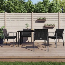 vidaXL Sillas jardín cojines 4 uds ratán sintético negro 56,5x57x83 cm