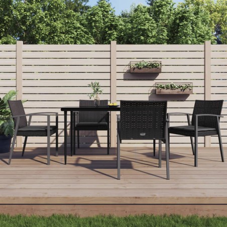 vidaXL Sillas jardín cojines 4 uds ratán sintético negro 56,5x57x83 cm