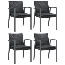 vidaXL Sillas jardín cojines 4 uds ratán sintético negro 56,5x57x83 cm