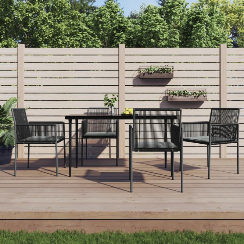 vidaXL Sillas jardín con cojines 4 uds ratán PE negro 54x60,5x83,5cm vidaXL Sillas jardín con cojines 4 uds ratán PE negro 54x60,5x83,5cm