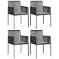 vidaXL Sillas jardín con cojines 4 uds ratán PE negro 54x60,5x83,5cm vidaXL Sillas jardín con cojines 4 uds ratán PE negro 54x60,5x83,5cm