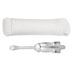 vidaXL Ancla plegable con cuerda hierro maleable plateado 2,5 kg