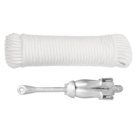 vidaXL Ancla plegable con cuerda hierro maleable plateado 2,5 kg