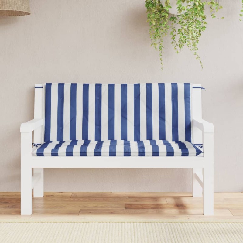 vidaXL Cojines banco jardín 2 uds tela a rayas azul blanco 120x50x7 cm vidaXL Cojines banco jardín 2 uds tela a rayas azul blanco 120x50x7 cm