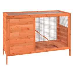 vidaXL Conejera de madera maciza de pino marrón 103x44x69,5 cm