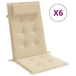 vidaXL Cojines de silla con respaldo alto 6 uds tela Oxford beige