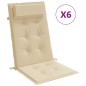 vidaXL Cojines de silla con respaldo alto 6 uds tela Oxford beige vidaXL Cojines de silla con respaldo alto 6 uds tela Oxford beige