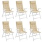 vidaXL Cojines de silla con respaldo alto 6 uds tela Oxford beige vidaXL Cojines de silla con respaldo alto 6 uds tela Oxford beige
