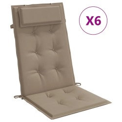 vidaXL Cojines de silla con respaldo alto 6 uds tela Oxford gris taupe