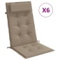 vidaXL Cojines de silla con respaldo alto 6 uds tela Oxford gris taupe vidaXL Cojines de silla con respaldo alto 6 uds tela Oxford gris taupe