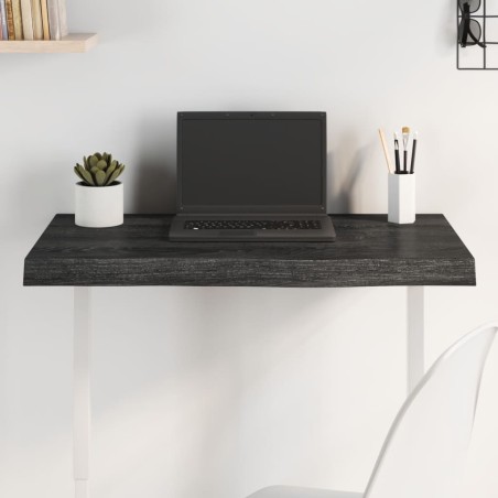 vidaXL Tablero mesa madera roble tratada gris oscuro 80x50x(2-6) cm