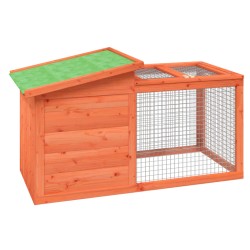 vidaXL Conejera de madera maciza de pino marrón 100,5x54x55 cm