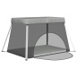 vidaXL Parque infantil para bebés con colchón tela lino gris claro vidaXL Parque infantil para bebés con colchón tela lino gris claro