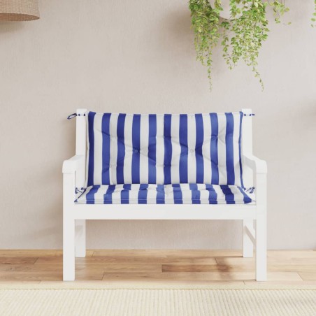 vidaXL Cojines banco jardín 2 uds tela a rayas azul blanco 100x50x7 cm