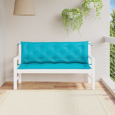 vidaXL Cojines para banco de jardín 2 uds tela turquesa 150x50x7 cm