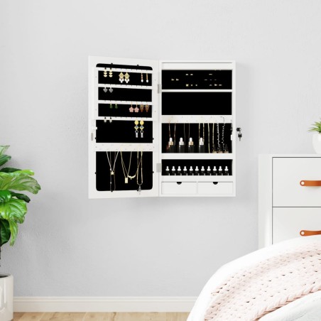 vidaXL Espejo con joyero y luces LED para pared blanco