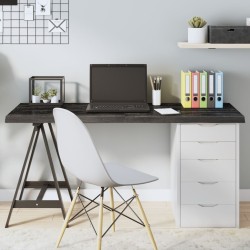 vidaXL Tablero mesa madera roble tratada gris oscuro 140x50x(2-4) cm