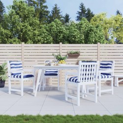 vidaXL Cojines silla de respaldo bajo 4 uds tela a rayas azul y blanco