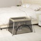 vidaXL Parque infantil para bebés con colchón tela lino gris taupé vidaXL Parque infantil para bebés con colchón tela lino gris taupé