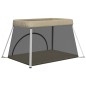 vidaXL Parque infantil para bebés con colchón tela lino gris taupé vidaXL Parque infantil para bebés con colchón tela lino gris taupé