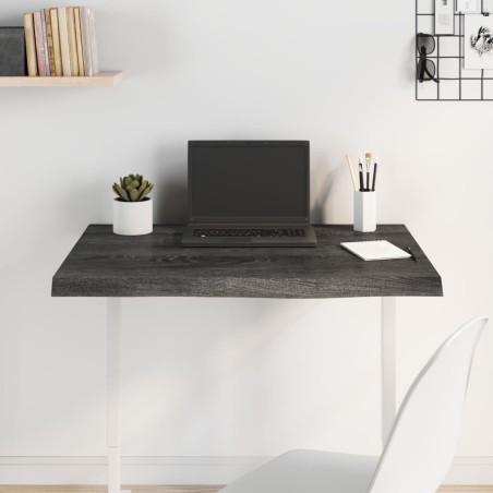 vidaXL Tablero mesa madera roble tratada gris oscuro 80x60x(2-4) cm
