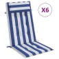 vidaXL Cojines silla respaldo alto 6 uds tela Oxford rayas azul blanco vidaXL Cojines silla respaldo alto 6 uds tela Oxford rayas azul blanco