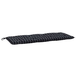 vidaXL Cojín para banco de jardín tela a cuadros negro 120x50x7 cm