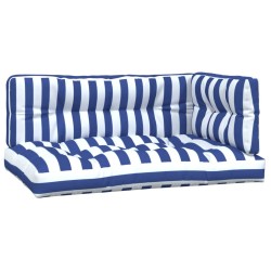 vidaXL Cojines para palés 3 piezas tela a rayas azul y blanco