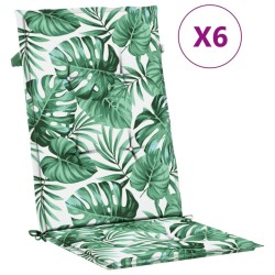 vidaXL Cojines de silla de respaldo alto 6 uds tela estampado de hojas