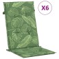 vidaXL Cojines de silla de respaldo alto 6 uds tela estampado de hojas vidaXL Cojines de silla de respaldo alto 6 uds tela estampado de hojas