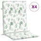 vidaXL Cojines de silla de respaldo bajo 4 uds tela estampado de hojas vidaXL Cojines de silla de respaldo bajo 4 uds tela estampado de hojas